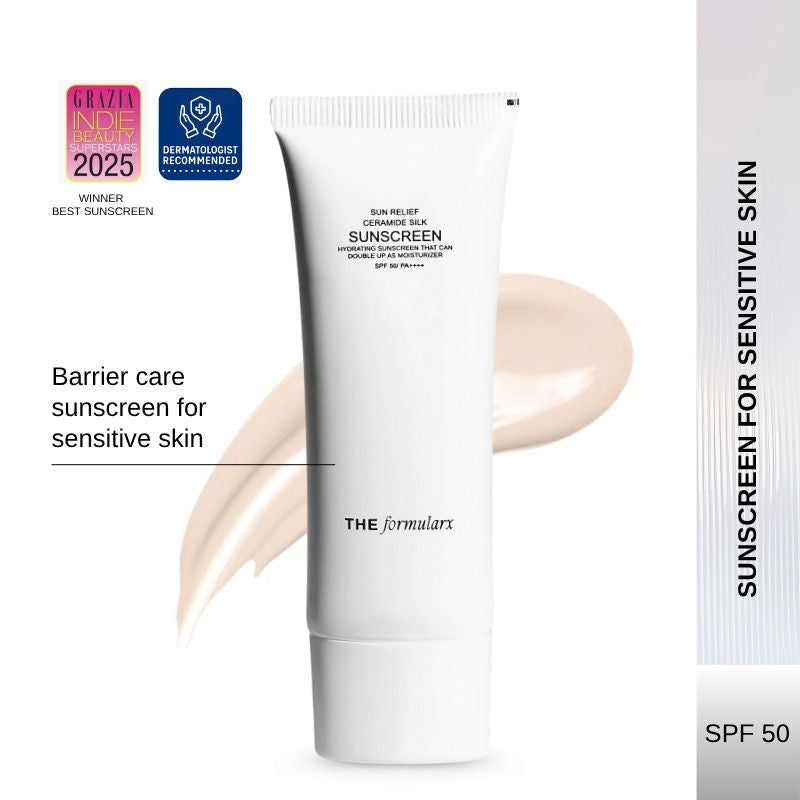 Sun Relief Ceramide Silk Sunscreen Spf 50 Pa++++ With Niacinamide & Peptide