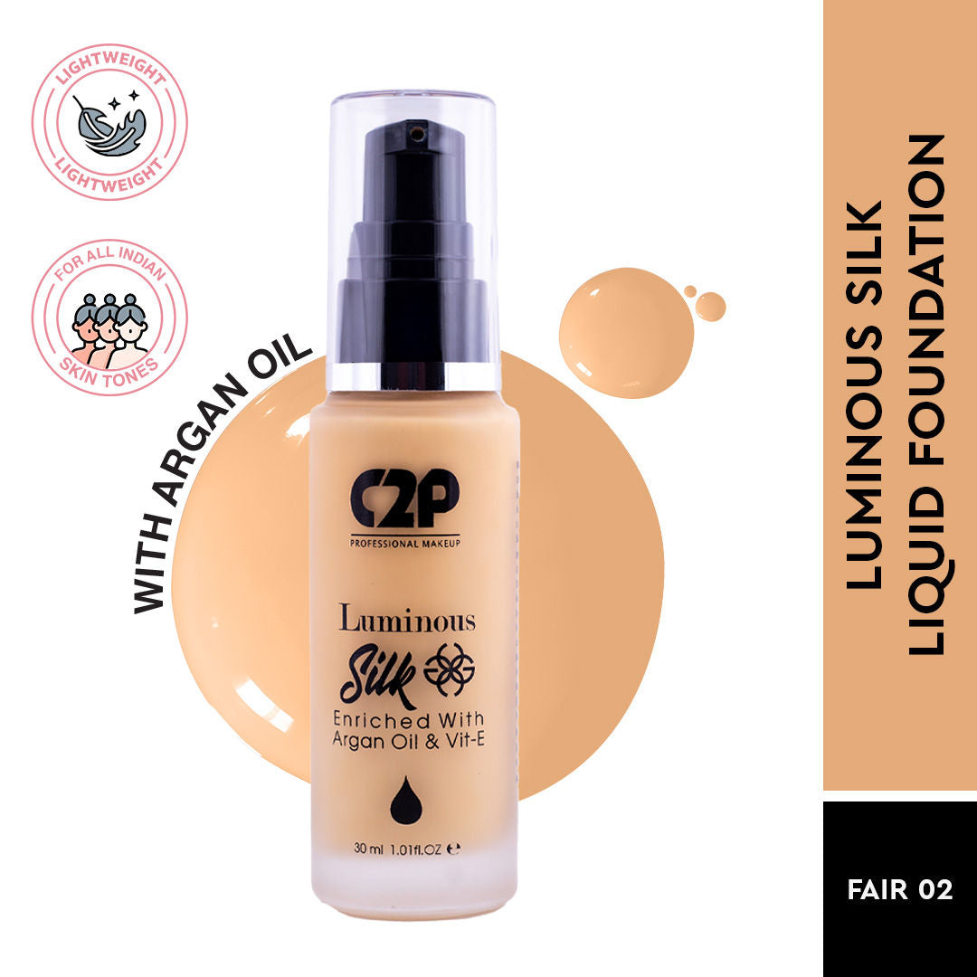 Luminous Silk High Coverage Liquid Foundation For Face Makeup - Fair 02