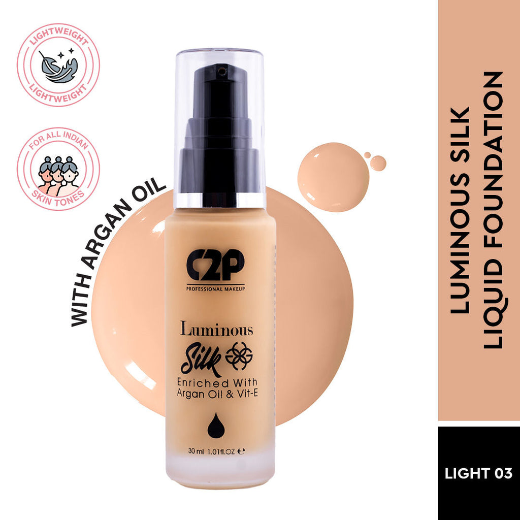 Luminous Silk High Coverage Liquid Foundation For Face Makeup