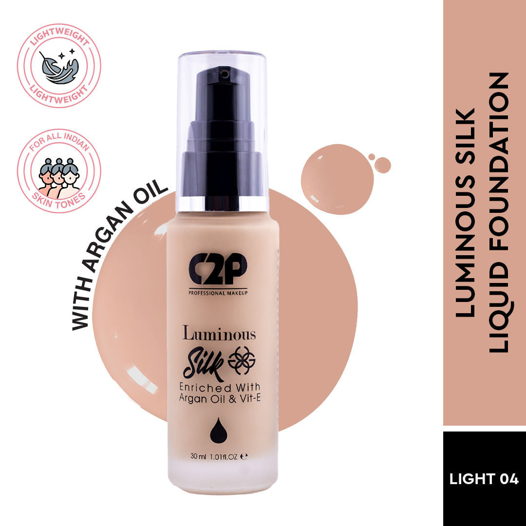 Luminous Silk High Coverage Liquid Foundation For Face Makeup - Light 04