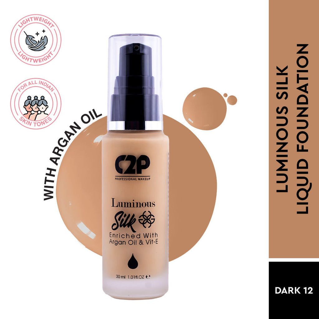 Luminous Silk High Coverage Liquid Foundation For Face Makeup - Dark 12