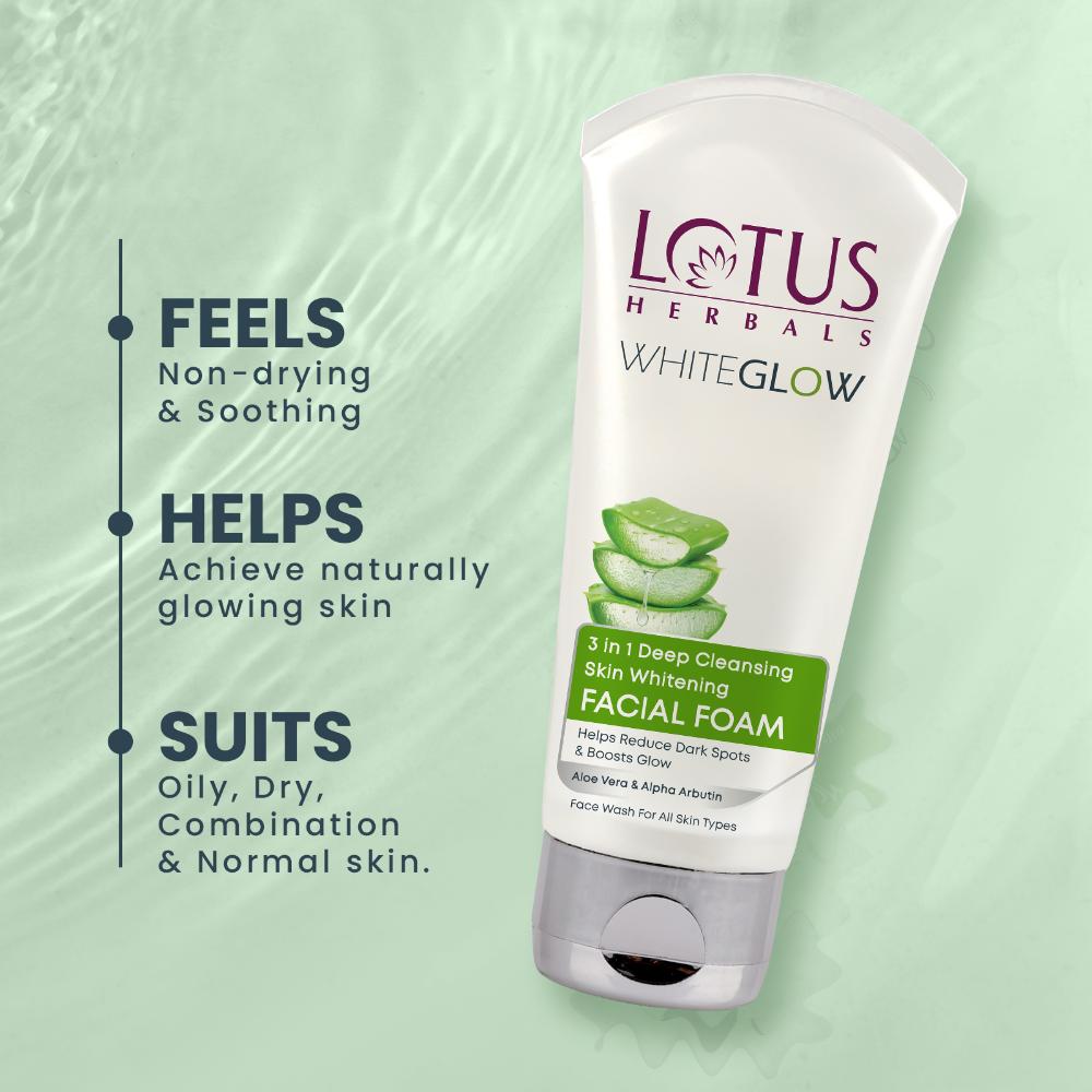 WhiteGlow 3 In 1 Deep Cleansing Facial Foam, Acne & Oil-Control For All Skin Types
