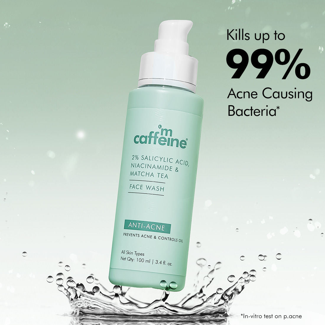 2% Salicylic Acid Anti Acne Face Wash With Niacinamide & Matcha Tea, For Oil Control