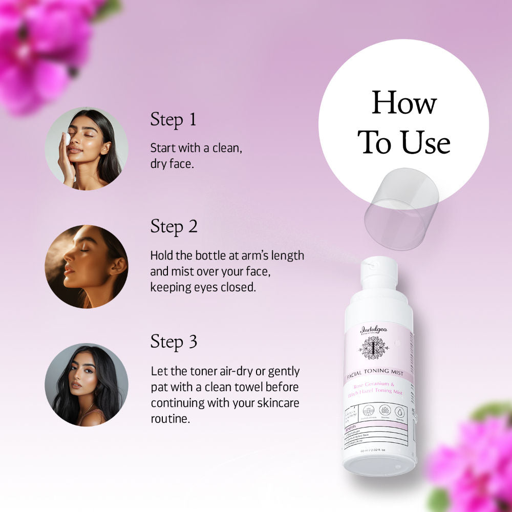 Rose Geranium Witch Hazel Toning Mist/Toner For Oily Acne Prone Skin