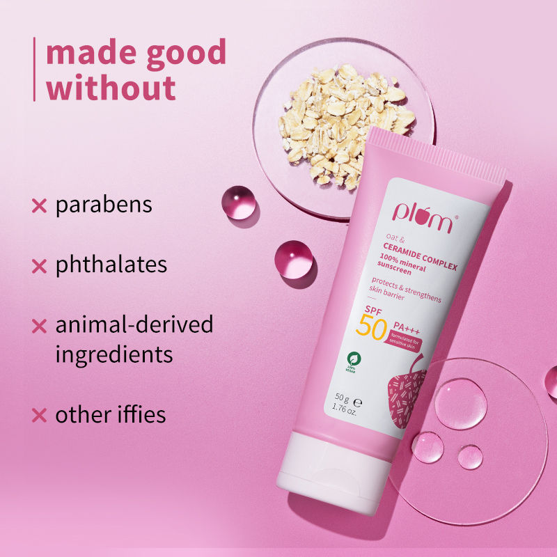 Ceramide & Oat Mineral Sunscreen SPF 50 PA+++ Protects Skin Barrier, For Dry ToNormalSkin
