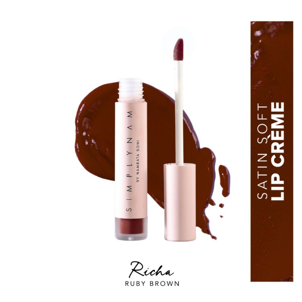 Satin Soft Lip Creme, Hydrating, Botanical Colour for Everyday Lips - Richa - Ruby Brown
