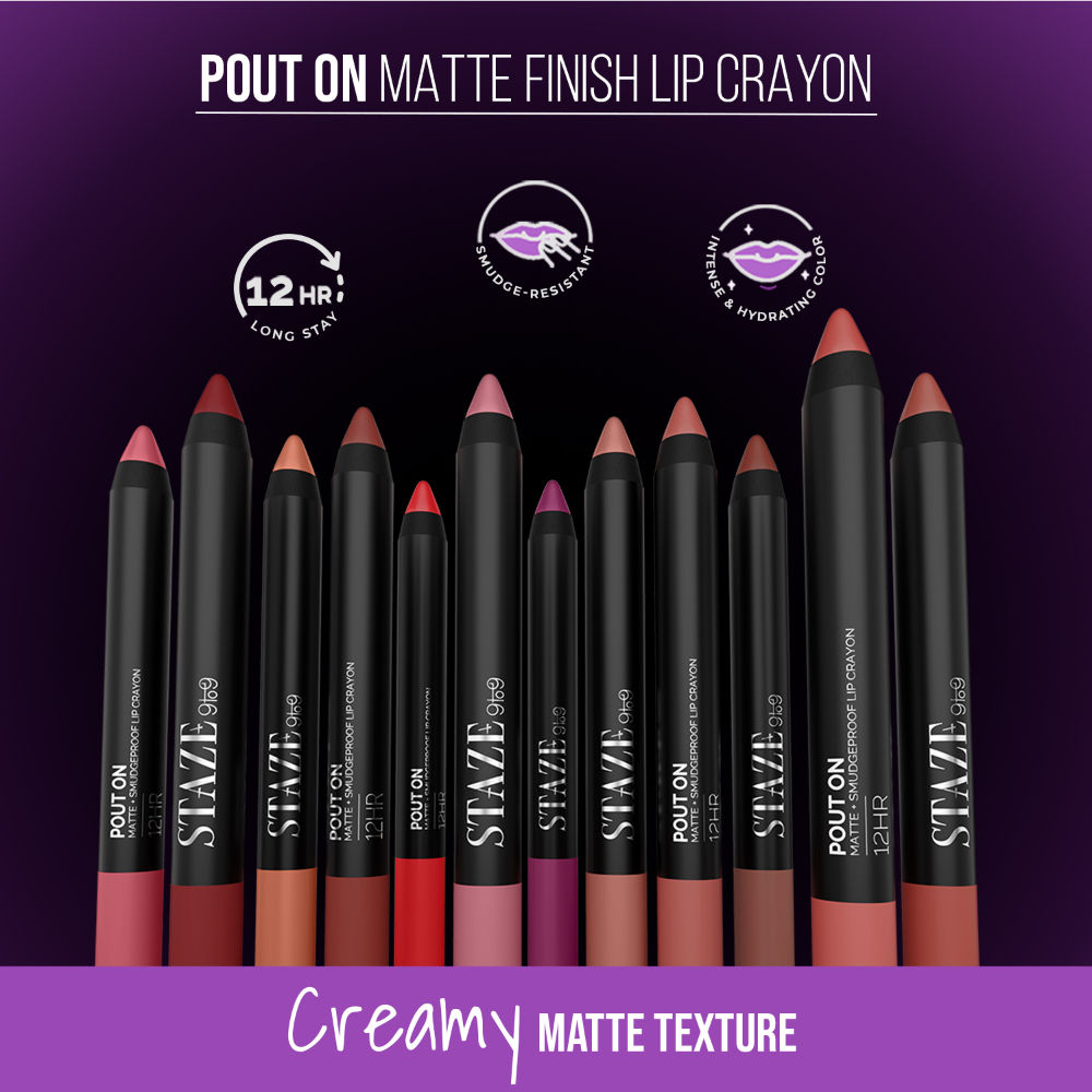 9 To 9 Pout On Matte and Smudgeproof Lip Crayon