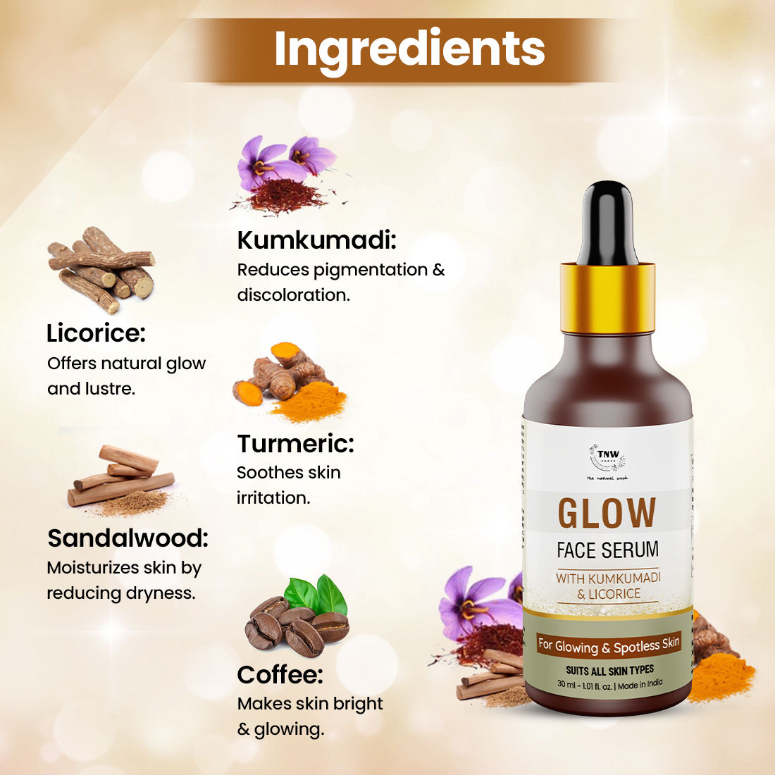 Kumkumadi & Licorice Glow Face Serum for Glowing & Spotless Skin