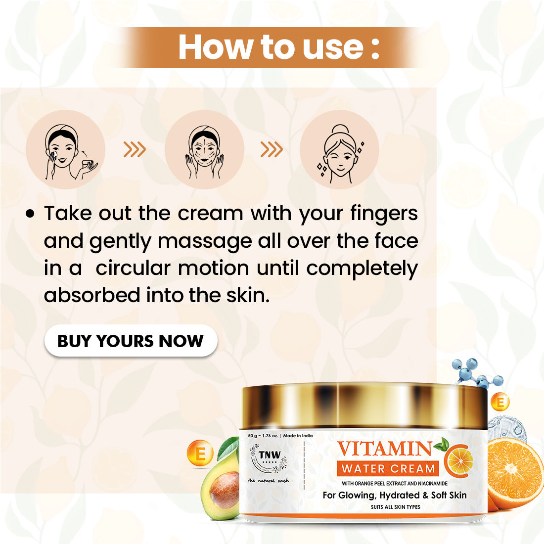 Vitamin C Water Cream Face Moisturizer With Orange Peel & Niacinamide