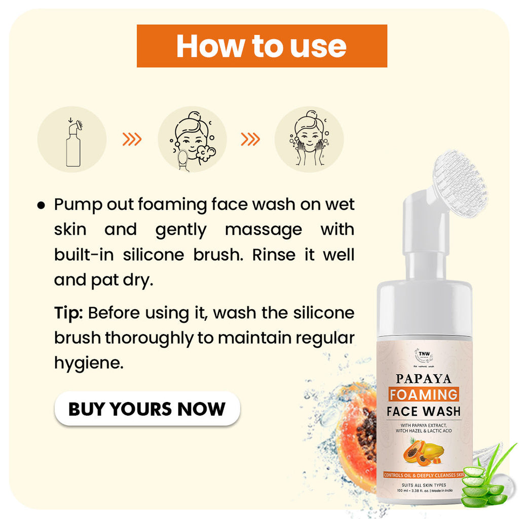Papaya Foaming Face Wash for Oil Control with Witch Hazel & Lactic Acid