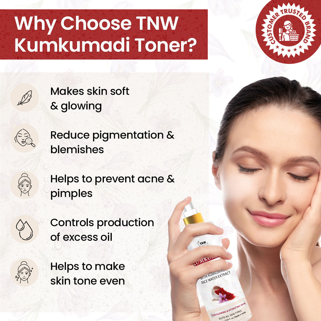 Kumkumadi Toner With Kumkumadi & Rice Water Extract For Glowing & Hydrating Skin