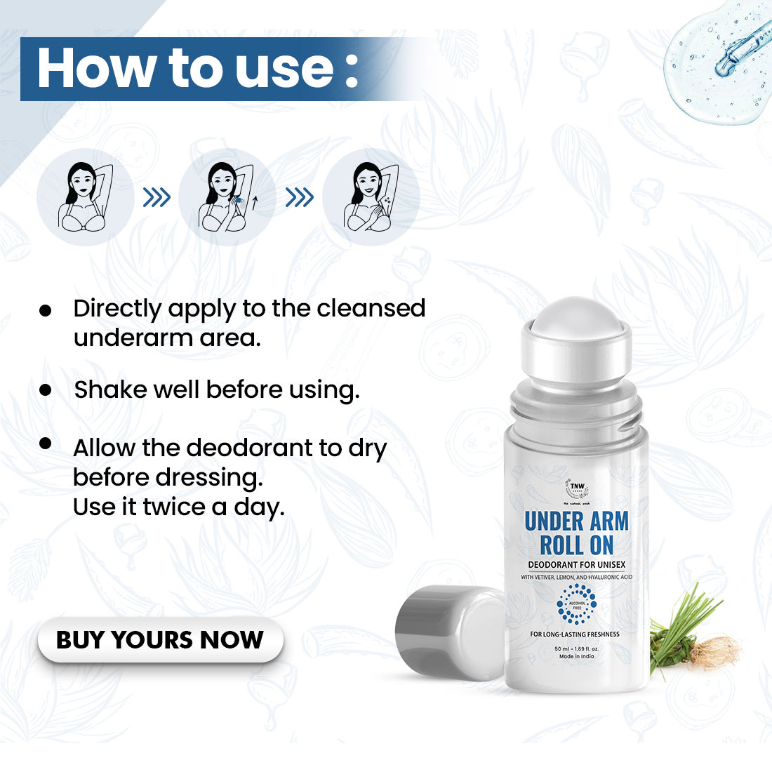 Underarm Roll On Long Lasting Freshness Unisex