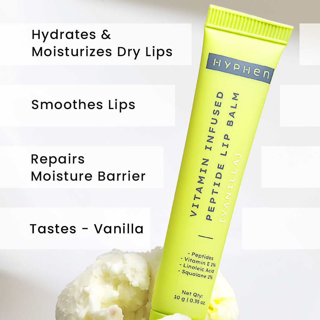 Vitamin Infused Peptide Lip Balm - Vanilla For Dry & Chapped Lips, Hydrates & Moisturizes