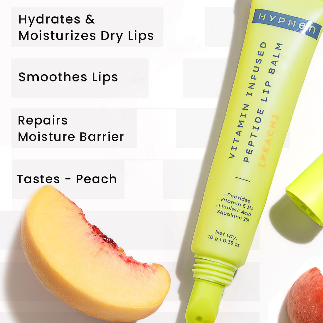 Vitamin Infused Peptide Lip Balm - Peach For Dry & Chapped Lip, Hydrates & Moisturizes