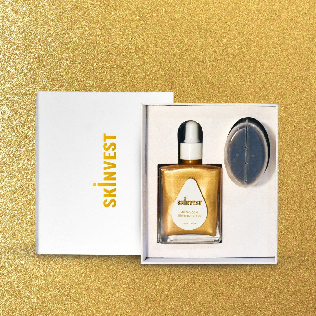 Molten Gold Shimmer Drops With Buff Body Brush