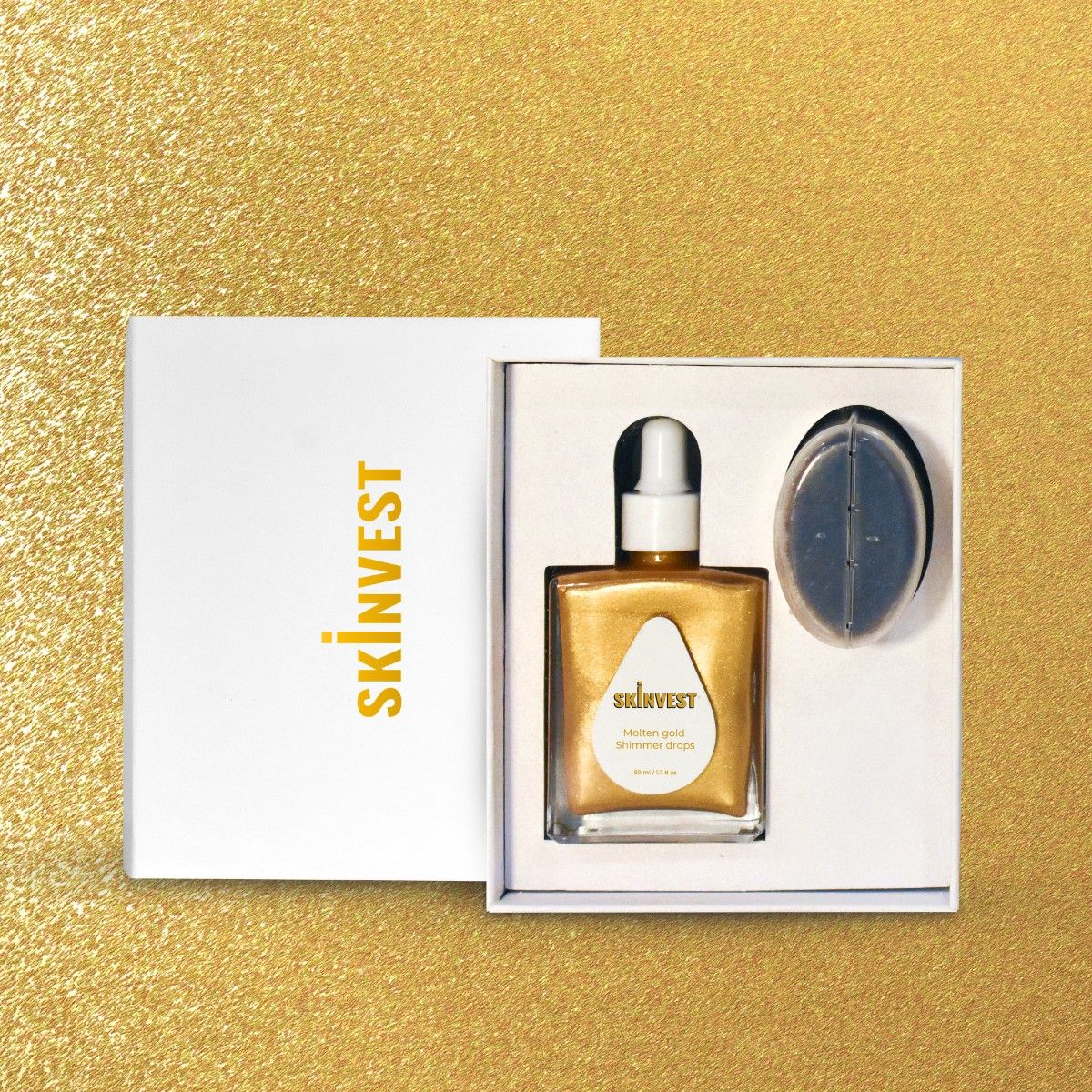 Molten Gold Shimmer Drops With Buff Body Brush