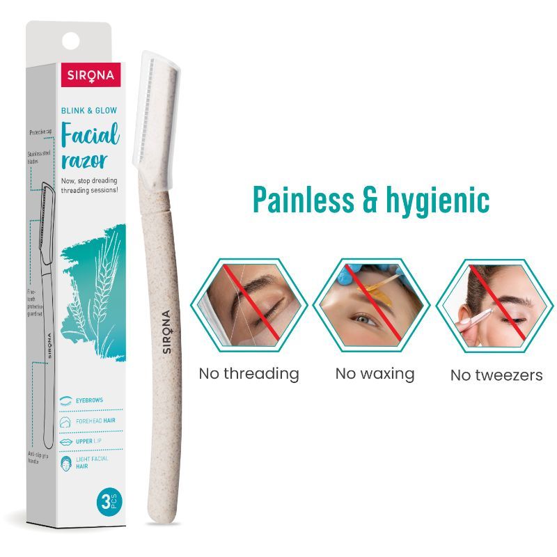 Blink and Glow Eyebrow and Face Razor for Painfree Facial Hair Removal (Pack of 1)