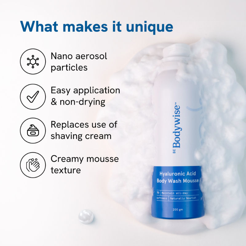 1% Hyaluronic Acid Body Wash Mousse for Dull & Dehydrated Skin - Upto 72H Moisturization