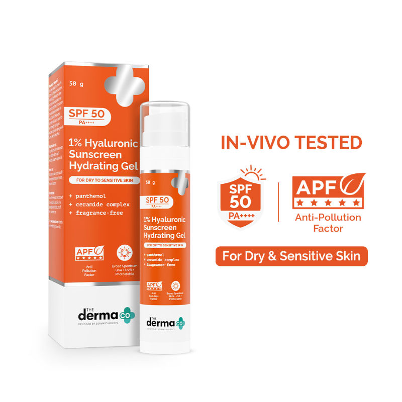 1% Hyaluronic Sunscreen Hydrating Gel Spf 50 Pa++++ For Dry & Sen... - In-Vivo tested