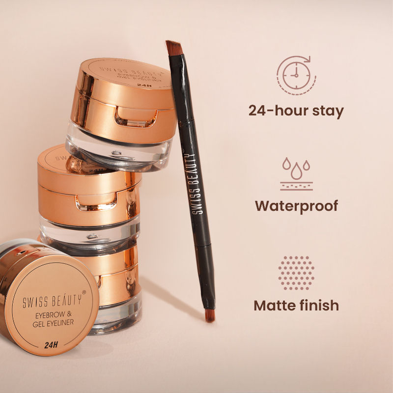 3 In 1 Eyeliner, Eyebrow Filler and Kajal , 24-Hour Stay ,Waterproof