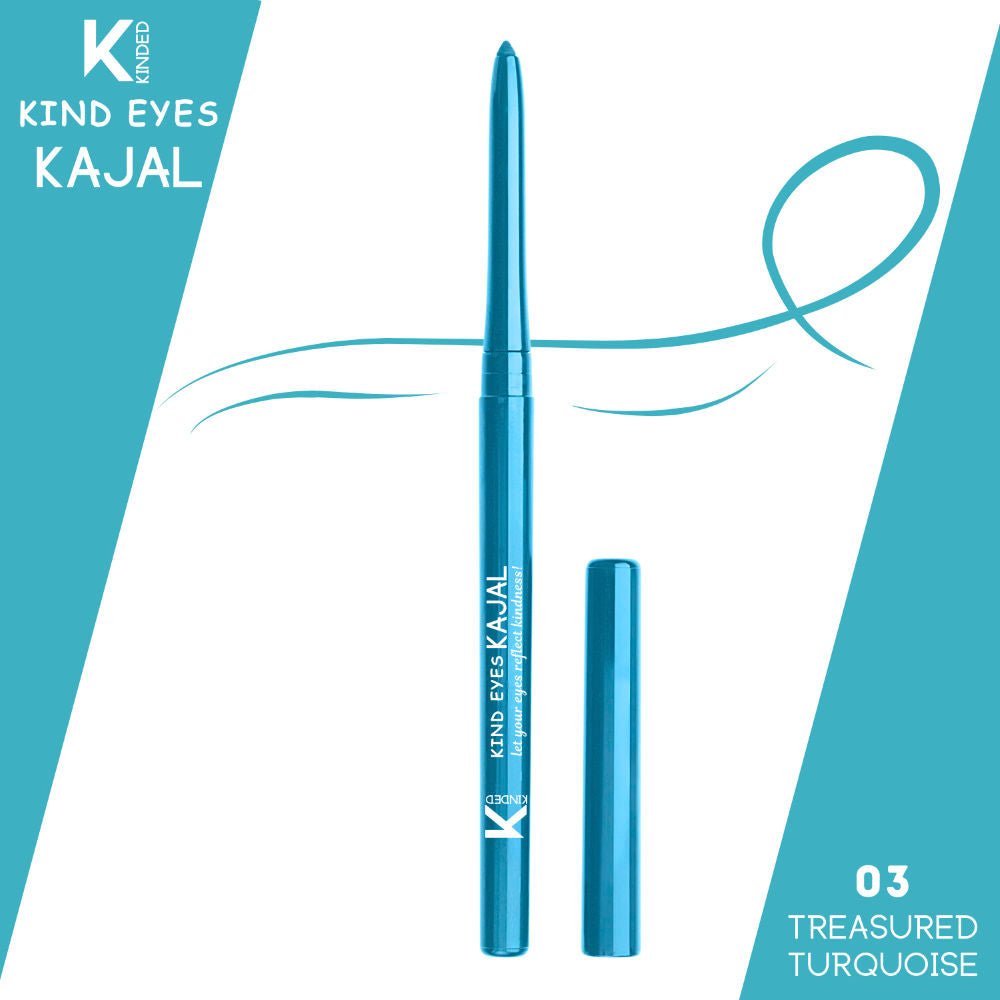 Kind Eyes Kajal 3 In 1 Kohl Kajal Eye Liner Smokey Eye Shadow - 03 Treasured Turquoise