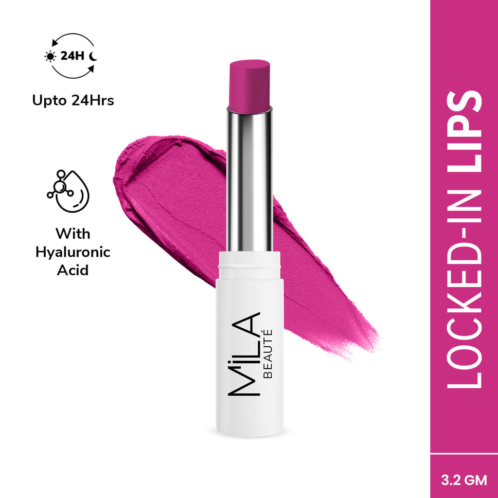 24 Hr Non-Transfer Matte Locked-In Lipstick - 10 Bright Pink