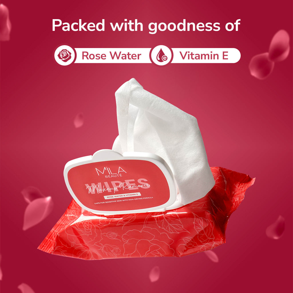 Makeup Remover Wipes Hydrating & Refreshing With Rosewater & Vitamin E - 25 Wipes