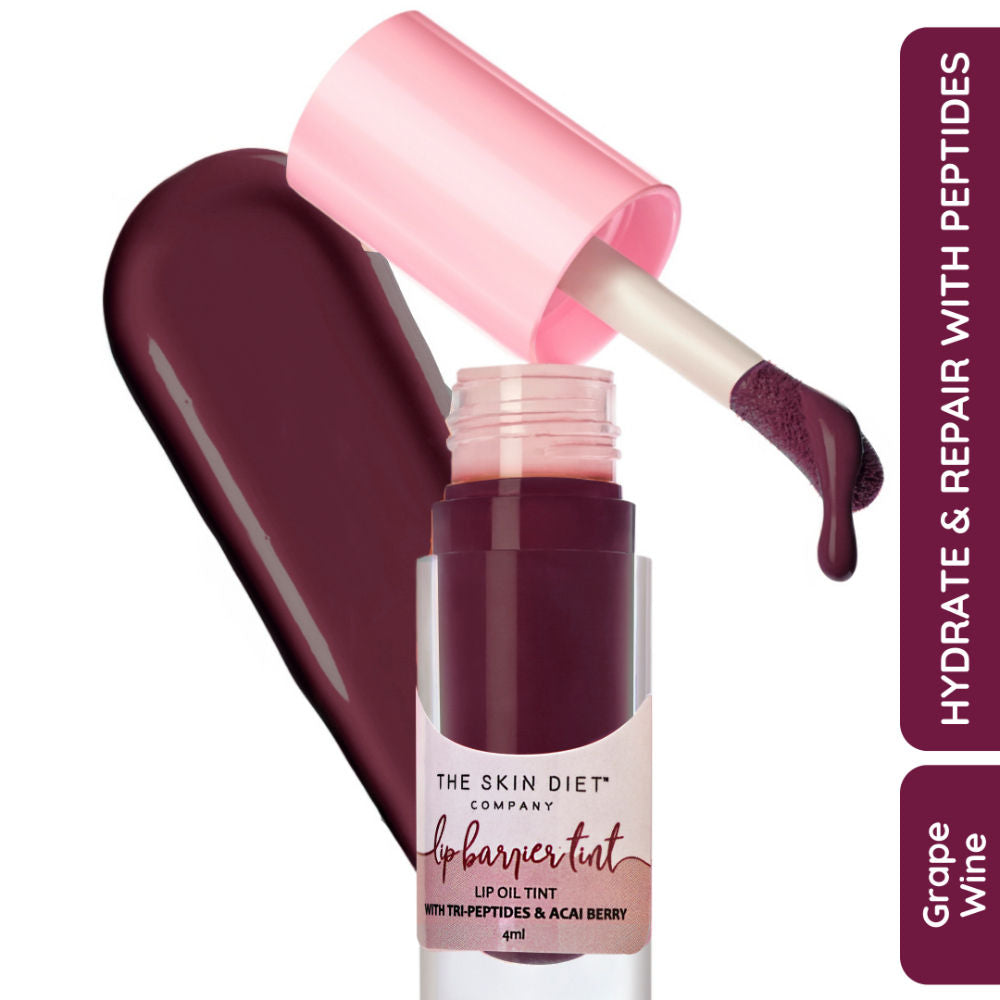 Lip Barrier Tint High Shine Gloss Oil For Dry & Pigmented Lips - Pink Affair - Wine Crush