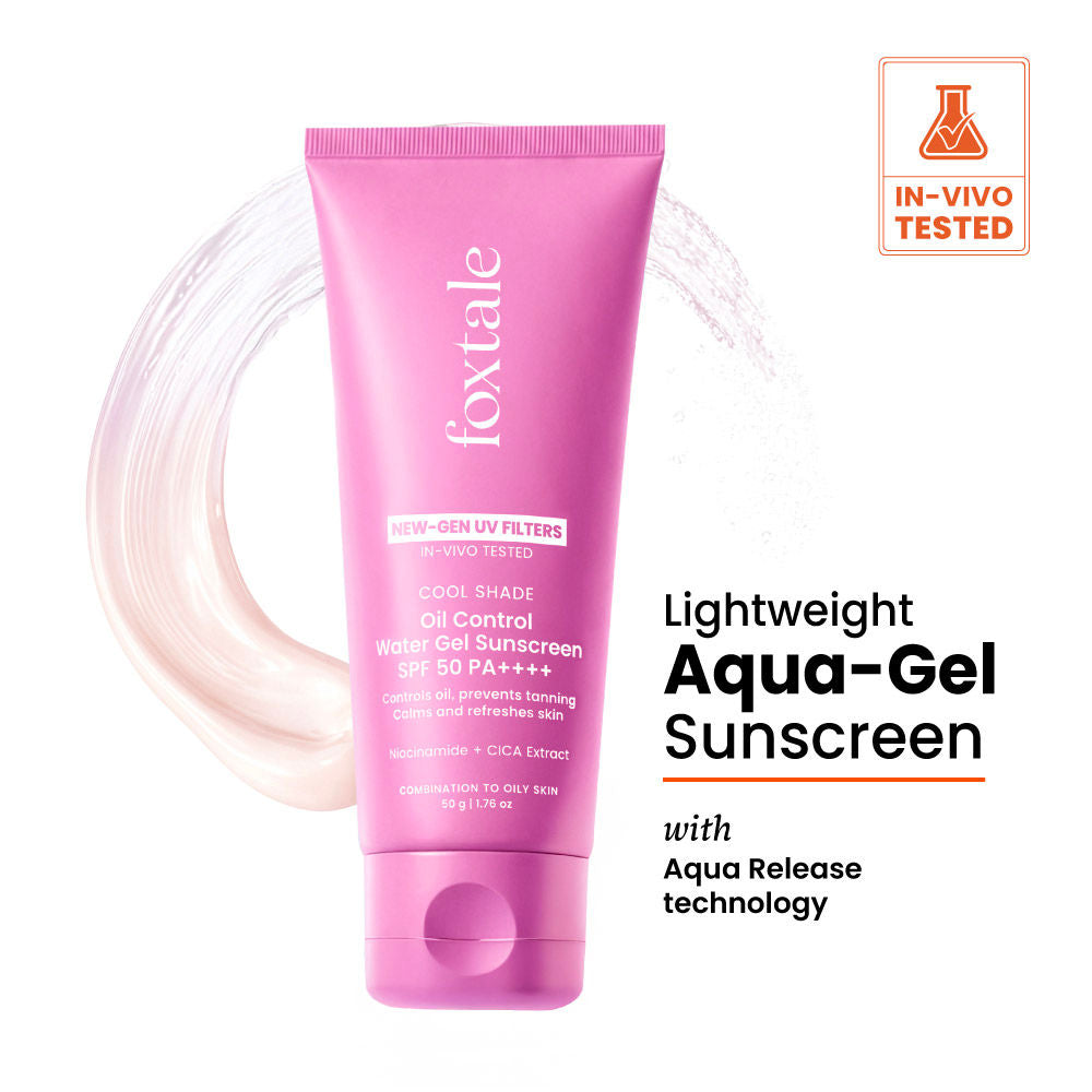 SPF 50 Aqua-Gel Lightweight Sunscreen for Oily Skin, In-Vivo Tested PA++++, Matte Finish.