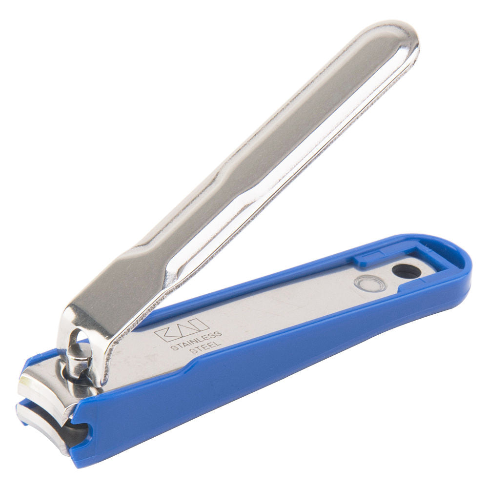 Tsumekiri Stainless Steel Nail Cutter with Curved Blade And Nail Tray - Blue