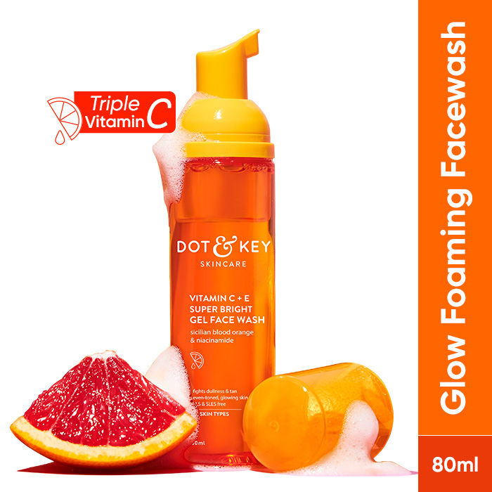 Vitamin C + E Super Bright Foaming Face Wash, Blood Orange & Papaya, Reduces Dullness