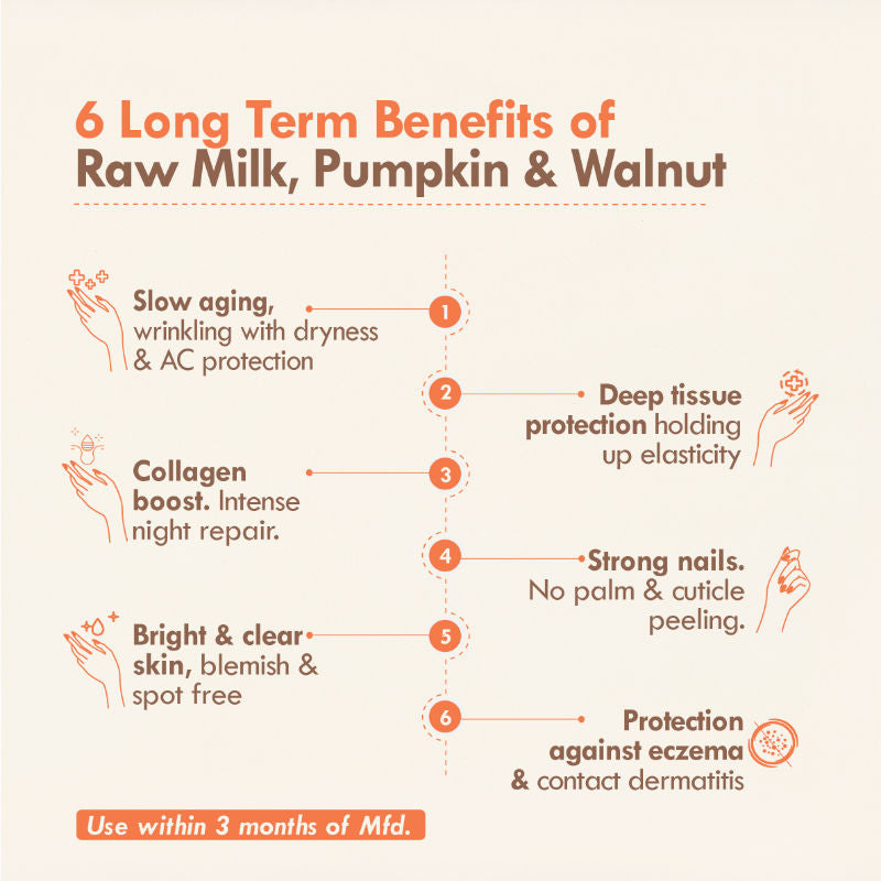 Pumpkin Walnut Hand Malai, Hand Cream for Dry Skin Women & Men, Aging & Wrinkle Control