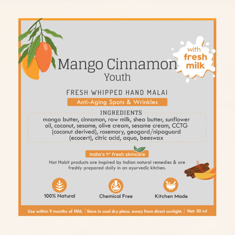 Mango Cinnamon Youth Hand Malai, Hand Creams for Dry Hands With Shea Butter For Women, Men