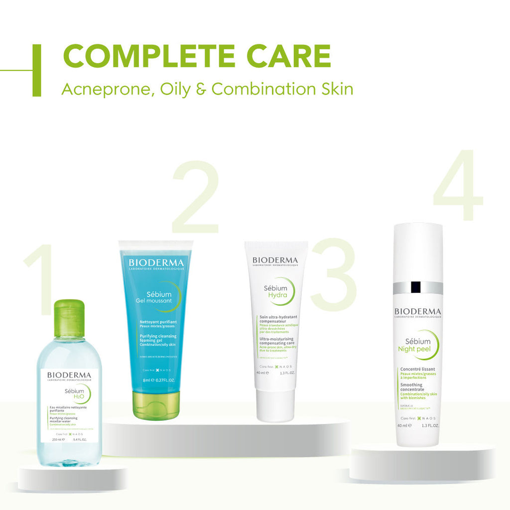 BiodermaNight Peel Sebium For Oily Acne Prone Skin With Glycolic Acid - Reduces Blemishes