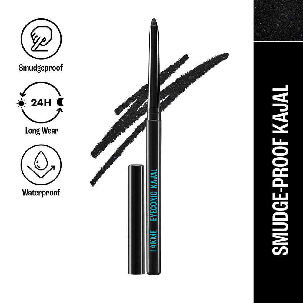 9 to 5 Eyeconic Kajal, Waterproof, Smudgeproof, lasts 24 Hrs, Sparkling Black - Sparkling Black