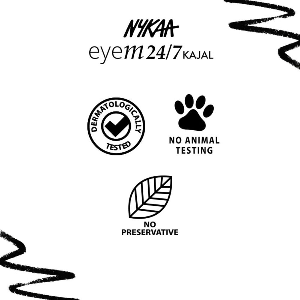 Nykaa Eyem24/7 Smudgeproof Kajal Eyeliner - Ebony Soul 01 (Black)