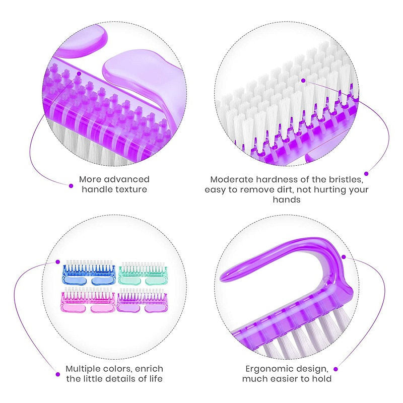 Handle Grip Nail Brush Fingernail Pedicure Scrub Foot Brush Color May Vary