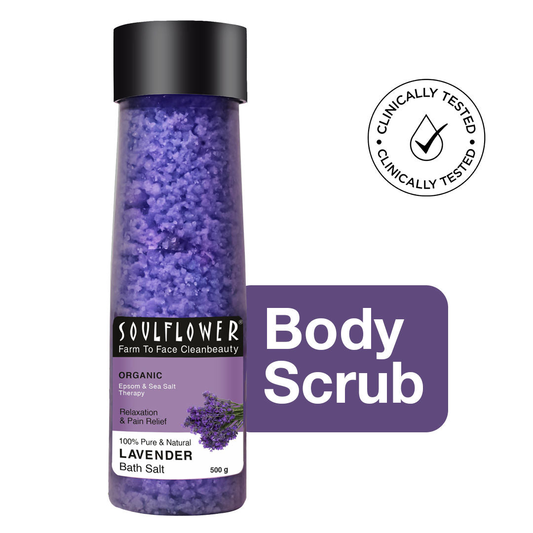Exfoliating Lavender Body Scrub & Epsom Bath Salt, Vitamin E, Olive, Relaxing Muscle Pain