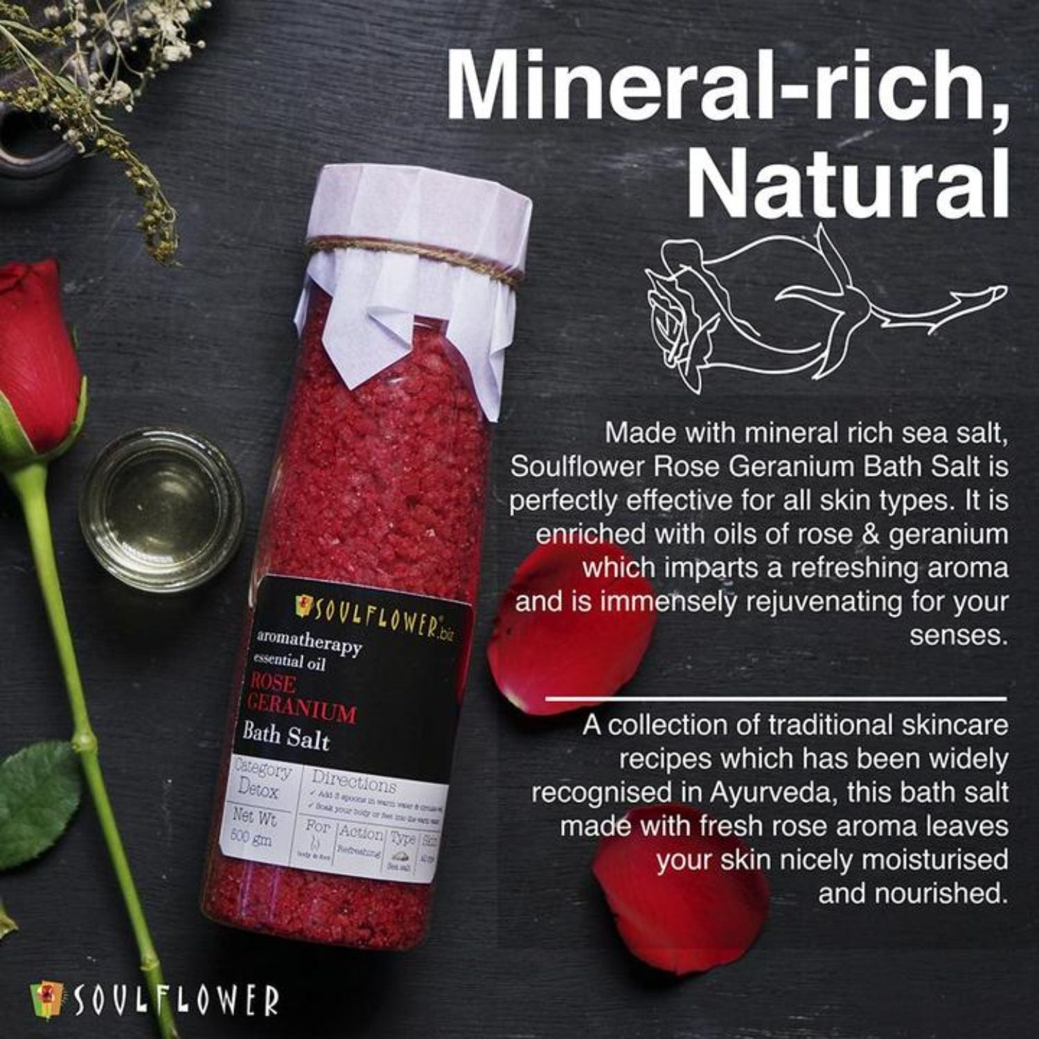 Exfoliating Rose Geranium Body Scrub & Epsom Bath Salt, Vitamin E Olive for Shoulder Pain