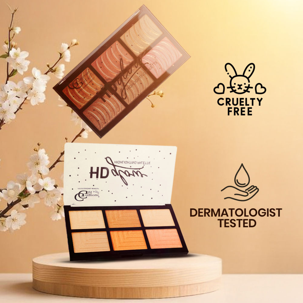 6 Color HD Glow Highlighter, Highly Pigmented & Blendable