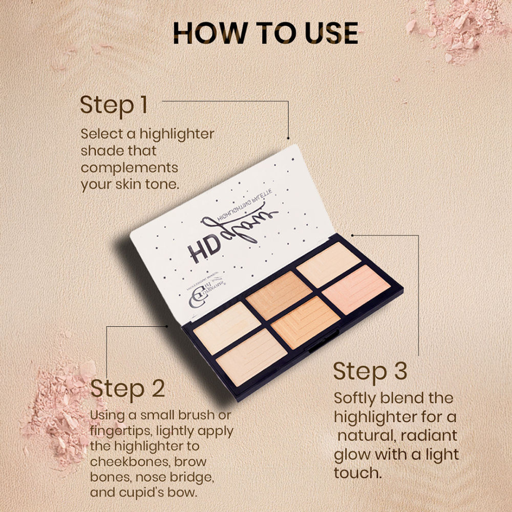 6 Color HD Glow Highlighter, Highly Pigmented & Blendable