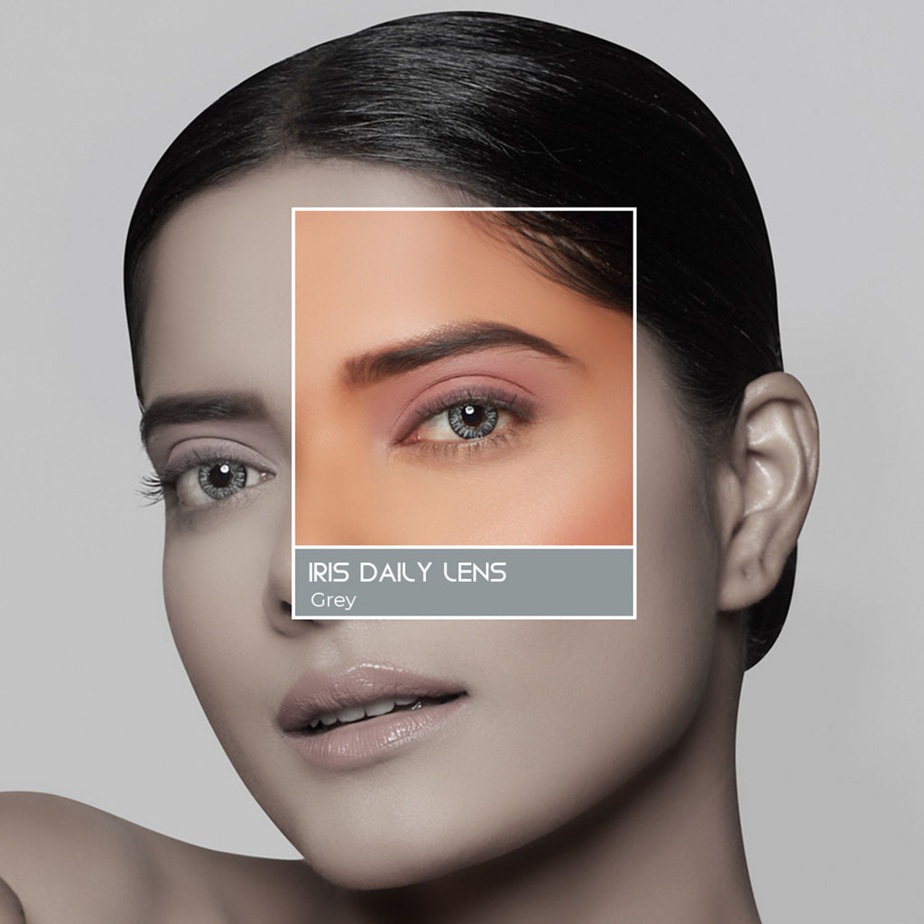 IRIS Premium Contact Lenses Grey - Comfortable Natural Looking, 1 Day Wear, Non-Irritating