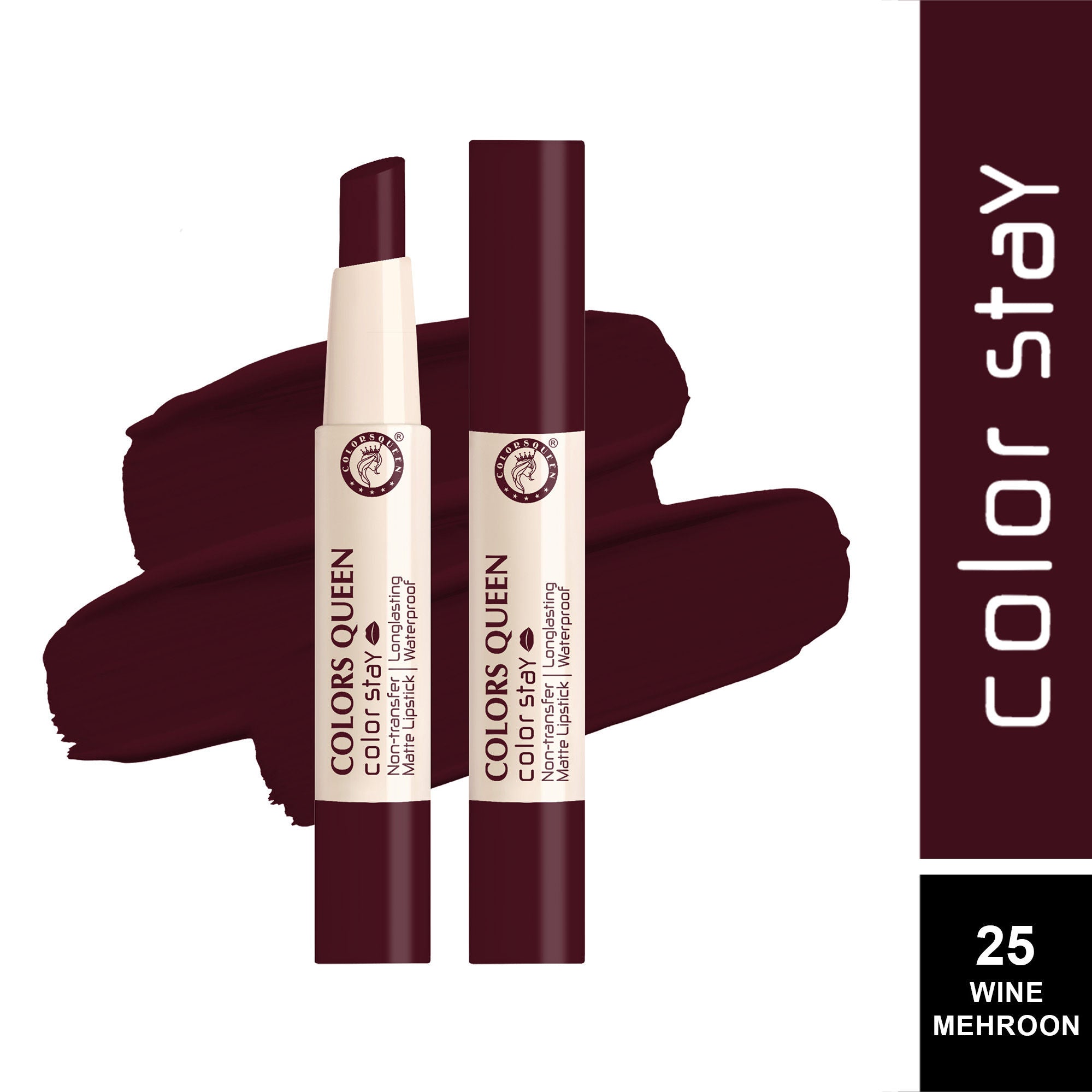Color Stay Longlasting & Matte Lipstick Waterproof - Wine Mehroon-25