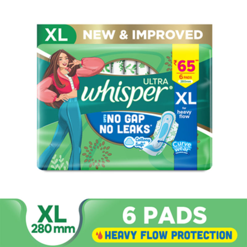 Ultra Upto No Gap No Leaks Sanitary Pads, 6 XL Pads, For Heavy Flow Protection