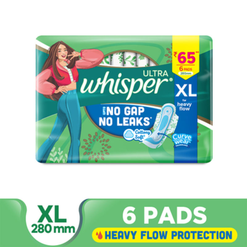 Ultra Upto No Gap No Leaks Sanitary Pads, 6 XL Pads, For Heavy Flow Protection
