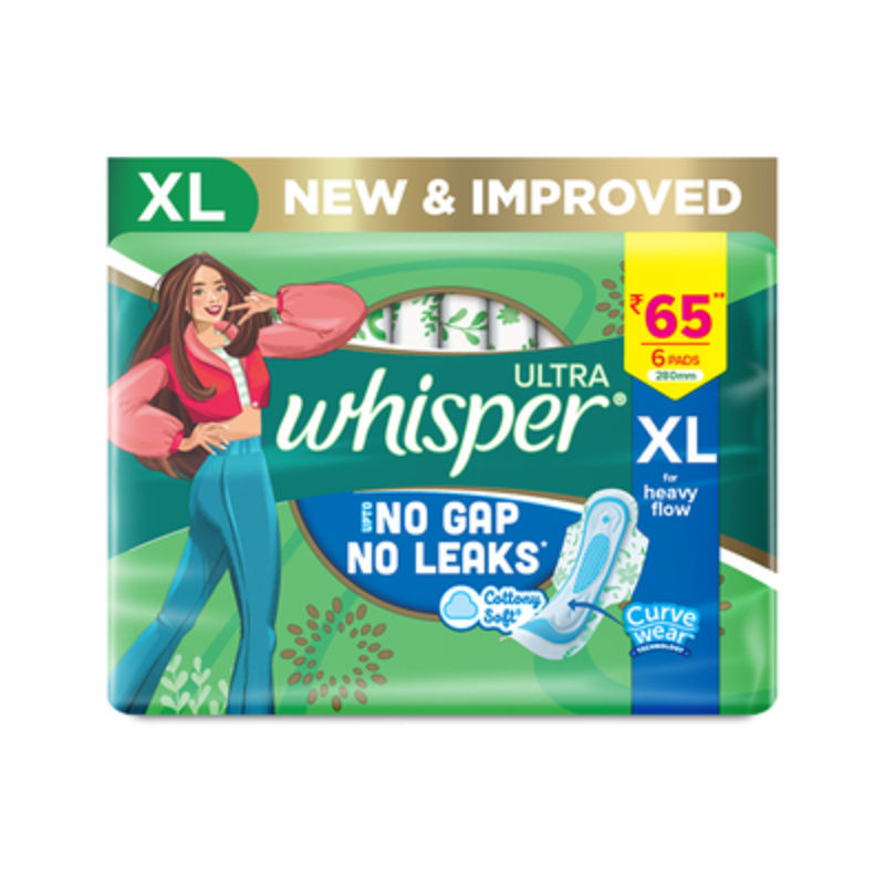 Ultra Upto No Gap No Leaks Sanitary Pads, 6 XL Pads, For Heavy Flow Protection
