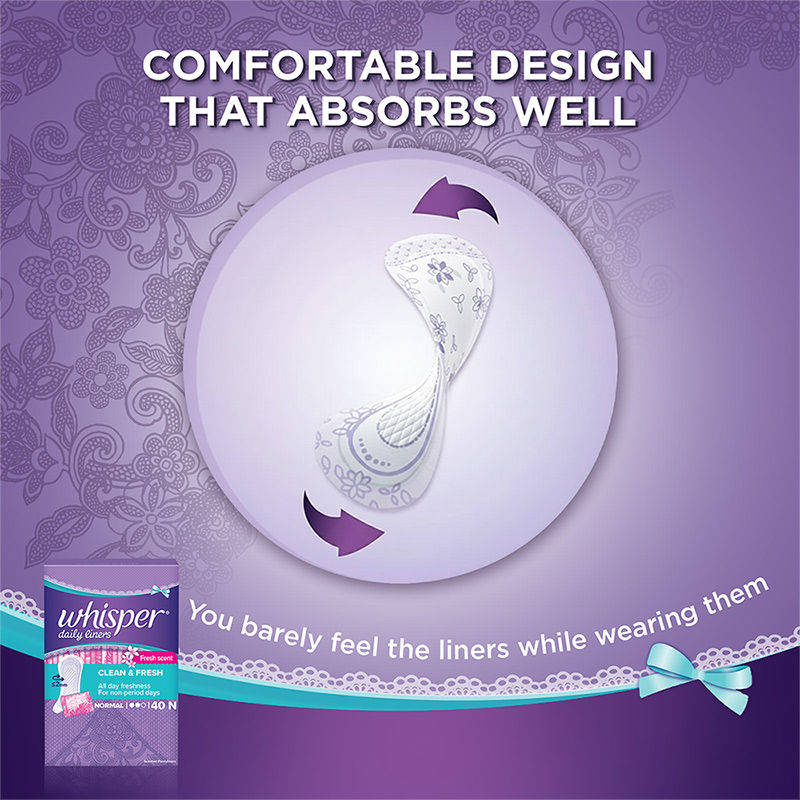 Clean and Fresh Daily Liners, 40 panty liners for women - Pack of 1