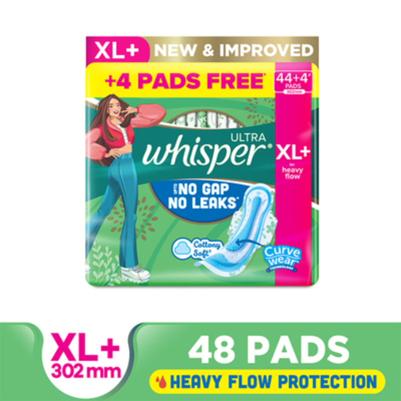 Ultra Upto No Gap No Leaks Sanitary Pads, 48 XL+ Pads, For Heavy Flow Protection