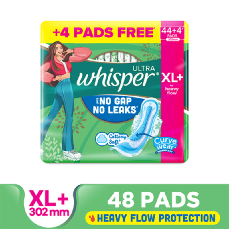 Ultra Upto No Gap No Leaks Sanitary Pads, 48 XL+ Pads, For Heavy Flow Protection