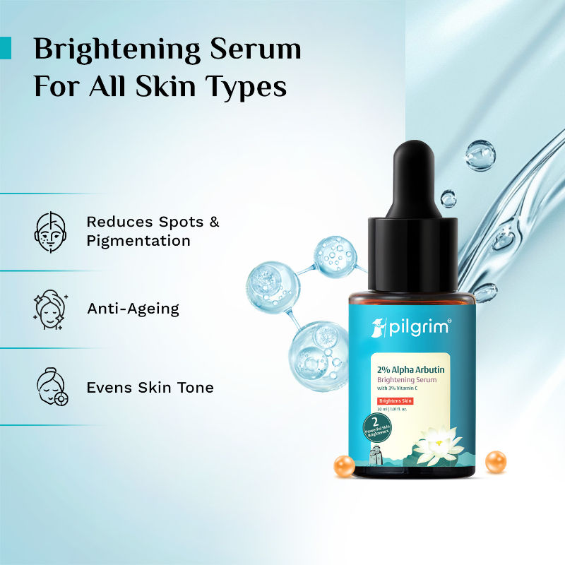 2% Alpha Arbutin & 3% Vitamin C Brightening Serum, Fades Pigmentation & Brightens Skin